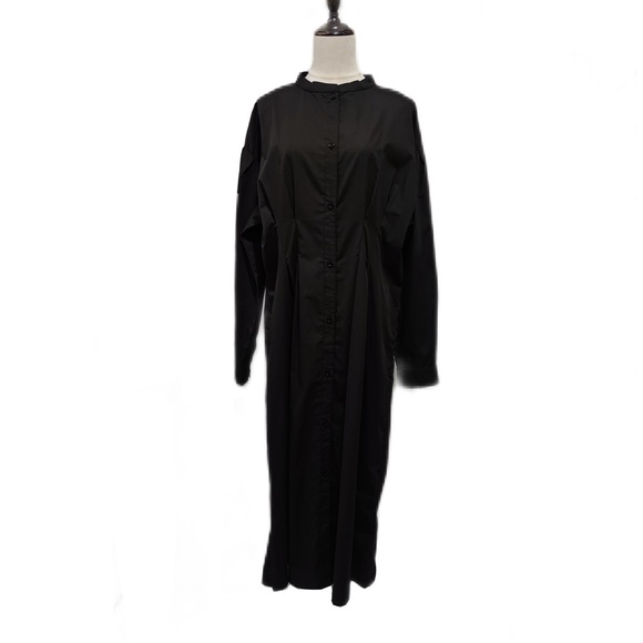 3 Way Cotton Blend  Mao Collar Long Shirt Dress - Picture 5 of 8